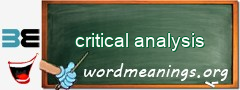 WordMeaning blackboard for critical analysis